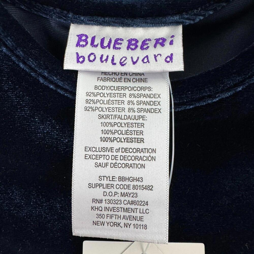 Blueberi Boulevard Toddler Girl’s Size 2T Navy Blue Silver Metallic Party Dress - Picture 2 of 8
